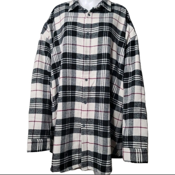 Asos Shirt Mens 2X Long Sleeve Cotton Blend Flannel Heavy Plaid Shirt - Picture 1 of 5